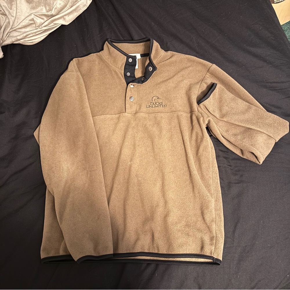 Vintage L.L. Bean Ducks Unlimited Logo Brown Fleece